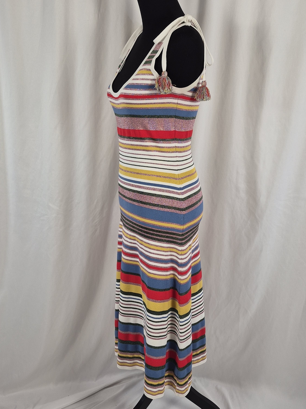 Veronica Beard Dulce Glitter Stripe Knit Sleeveless Midi Tank Dress - Size M - Picture 7 of 16